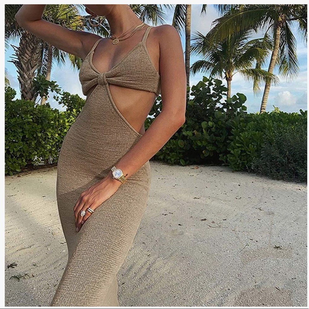 khaki cutout maxi dress NWT